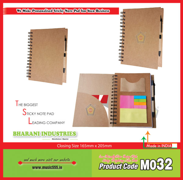 M032-Eco-Friendly-Note-Pad-Wiro-Diary-With-Sticky-Note-music555-bharani-industries-manufacturing-mumbai-India5
