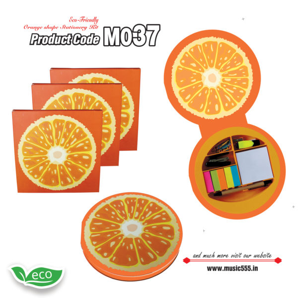 M037-Eco-Friendly-Orange-Shape-Stationery-Kit-music555-manufacturing-mumbai
