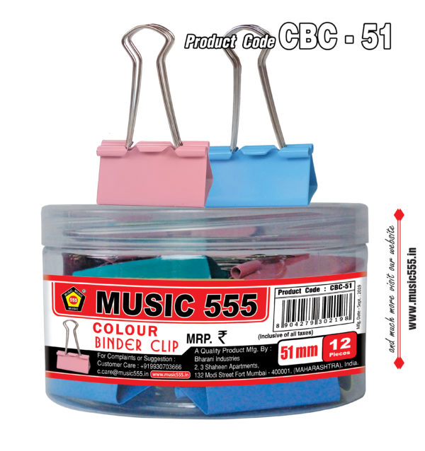 51-mm-Color-Binder-Clip-CBC-51-music555-Bharani-Industries-manufacturing-mumbai-India