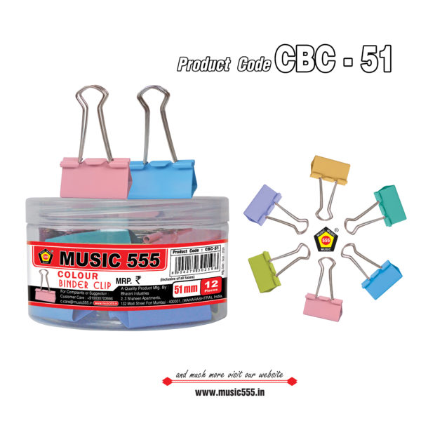 51-mm-Color-Binder-Clip-CBC-51-music555-Bharani-Industries-manufacturing-mumbai-India