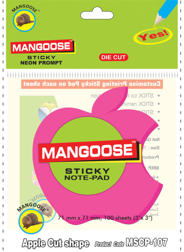DC-007-3x3-Apple-shape-Mangoose-Die-cut-Sticky-Note-Pad-music555-manufacturing-mumbai