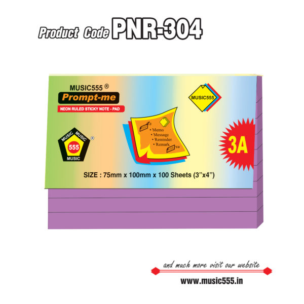 3x4-inch-3A-100-sh-Neon-Purple-Ruled-PNR-304-music555-bharani-industries-manufacturing-mumbai-India