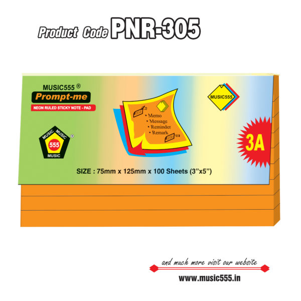 3x5-inch-3A-100-sh-Neon-Orange-Ruled-PNR-305-music555-bharani-industries-manufacturing-mumbai-India