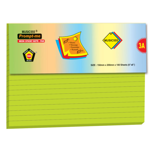 6x8-Music-Prompt-Me-Neon-Green-Rulled-100 Sheet-music555-bharani-industries-manufacturing-mumbai-India