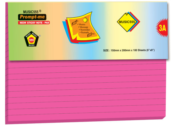 6x8-Music-Prompt-Me-Neon-Pink-Rulled-100 Sheet-music555-bharani-industries-manufacturing-mumbai-India
