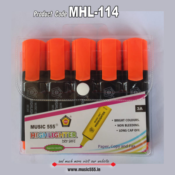 Highlighter-Orange-5-pcs-MHL-114-music555-Bharani-Industries-manufacturing-mumbai-India