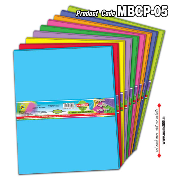 Mangoose-A3-Bright-Neon-Colour-Paper-Mix-MBCP-05-music555-Bharani-Industries-manufacturing-mumbai-India