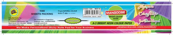 Mangoose-A3-Bright-Neon-Colour-Paper-Strip-MBCP-05-music555-Bharani-Industries-manufacturing-mumbai-India