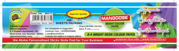 Mangoose-A4-Bright-Neon-Colour-Paper-Strip-MBCP-01-music555-Bharani-Industries-manufacturing-mumbai-India